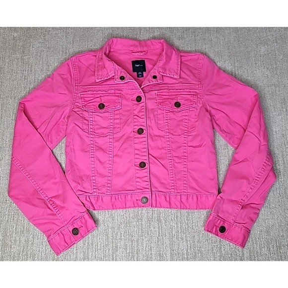 GAP Other - GAP Kids 1969 Denim Jacket Girl XXL Hot Pink Biker Jean Trucker Preppy